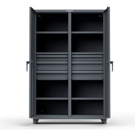 Double Shift Storage Cabinet with 6 Drawers, 14 Gauge, 48"W x 24"D x 75"H, Dark Gray