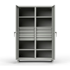 Heavy Duty Double Shift Storage Cabinet w/ 6 Drawers, 14 Gauge, 48"W x 24"D x 75"H, Gray