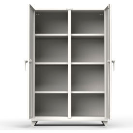 Heavy Duty Double Shift Storage Cabinet, 14 Gauge, 48"W x 24"D x 75"H, White