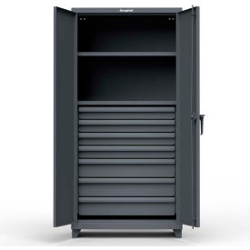 Industrial Storage Cabinet with 7 Drawers, 14 Gauge, 36"W x 24"D x 75"H, Dark Gray