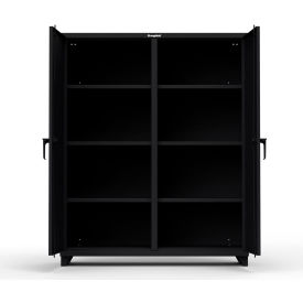 Stronghold Heavy Duty Double Shift Storage Cabinet, 14 Gauge, 60"W x 24"D x 75"H, Black