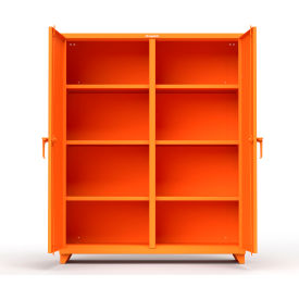 Heavy Duty Double Shift Storage Cabinet, 14 Gauge, 60"W x 24"D x 75"H, Orange