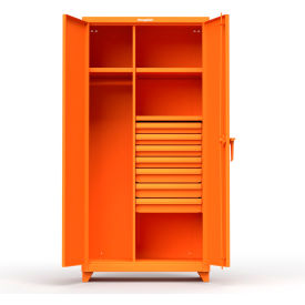 Industrial Uniform Cabinet with 7 Drawers 36"W x 24"D x 75"H , Orange