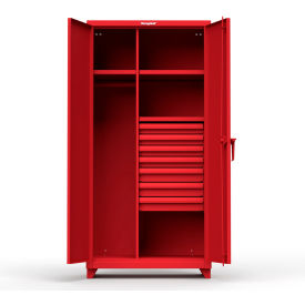 Industrial Uniform Cabinet with 7 Drawers 36"W x 24"D x 75"H , Red