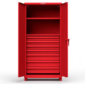 Heavy Duty Industrial Storage Cabinet with 7 Drawers, 14 Gauge, 36"W x 24"D x 75"H, Red