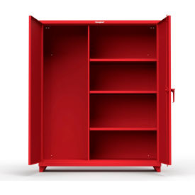 Industrial Broom Janitorial Cabinet, 60"W x 24"D x 75"H, All-Welded, Red