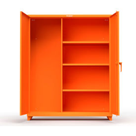 Industrial Broom Janitorial Cabinet, 60"W x 24"D x 75"H, All-Welded, Orange