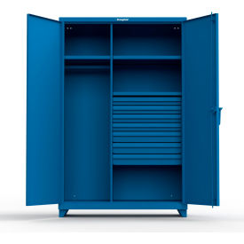 Industrial Uniform Cabinet with 7 Drawers 48"W x 24"D x 75"H , Blue
