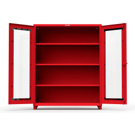 Stronghold Heavy Duty Clear View Industrial Cabinet, 60"W x 24"D x 75"H, All-Welded, Red