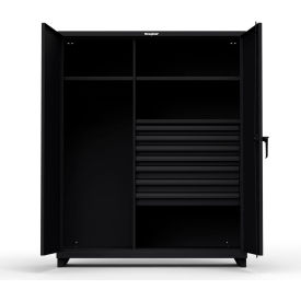 Industrial Uniform Cabinet with 7 Drawers 60"W x 24"D x 75"H , Black