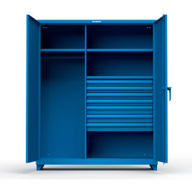 Industrial Uniform Cabinet with 7 Drawers 60"W x 24"D x 75"H , Blue