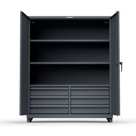 Stronghold HD Industrial Storage Cabinet with 6 Drawers, 14 Gauge, 60"W x 24"D x 75"H, Dark Gray