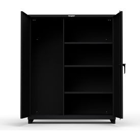 Industrial Broom Janitorial Cabinet, 60"W x 24"D x 75"H, All-Welded, Black