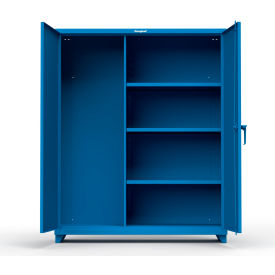 Industrial Broom Janitorial Cabinet, 60"W x 24"D x 75"H, All-Welded, Blue