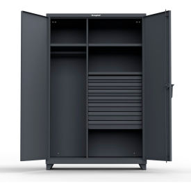 Industrial Uniform Cabinet with 7 Drawers 48"W x 24"D x 75"H, Dark Gray