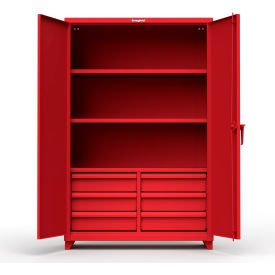Heavy Duty Industrial Storage Cabinet with 6 Drawers, 14 Gauge, 48"W x 24"D x 75"H, Red