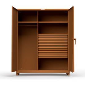 Industrial Uniform Cabinet with 7 Drawers 60"W x 24"D x 75"H , Brown