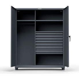 Industrial Uniform Cabinet with 7 Drawers 60"W x 24"D x 75"H , Dark Gray