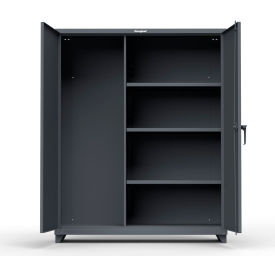 Industrial Broom Janitorial Cabinet, 60"W x 24"D x 75"H, All-Welded, Dark Gray