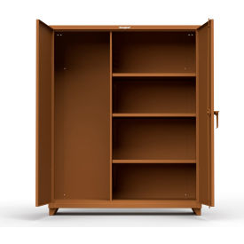 Industrial Broom Janitorial Cabinet, 60"W x 24"D x 75"H, All-Welded, Brown