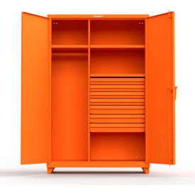 Industrial Uniform Cabinet with 7 Drawers 48"W x 24"D x 75"H , Orange