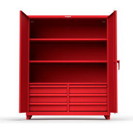 Heavy Duty Industrial Storage Cabinet with 6 Drawers, 14 Gauge, 60"W x 24"D x 75"H, Red