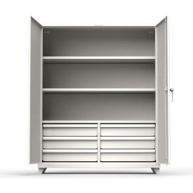 Heavy Duty Industrial Storage Cabinet with 6 Drawers, 14 Gauge, 60"W x 24"D x 75"H, White