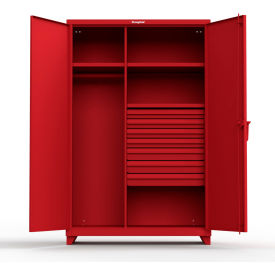 Industrial Uniform Cabinet with 7 Drawers 48"W x 24"D x 75"H , Red