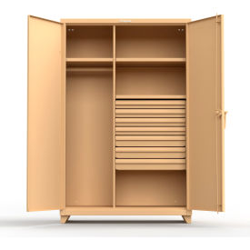 Industrial Uniform Cabinet with 7 Drawers 48"W x 24"D x 75"H , Beige