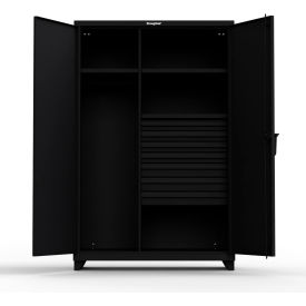 Industrial Uniform Cabinet with 7 Drawers 48"W x 24"D x 75"H , Black
