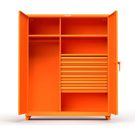 Industrial Uniform Cabinet with 7 Drawers 60"W x 24"D x 75"H , Orange