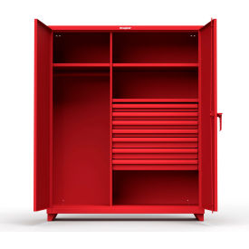Industrial Uniform Cabinet with 7 Drawers 60"W x 24"D x 75"H , Red