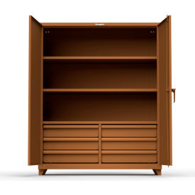 Heavy Duty Industrial Storage Cabinet with 6 Drawers, 14 Gauge, 60"W x 24"D x 75"H, Brown