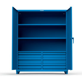 Heavy Duty Industrial Storage Cabinet with 6 Drawers, 14 Gauge, 60"W x 24"D x 75"H, Blue
