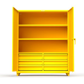 Heavy Duty Industrial Storage Cabinet w/ 6 Drawers, 14 Gauge, 60"W x 24"D x 75"H, Yellow