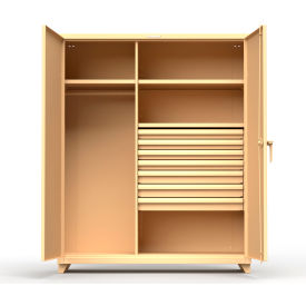 Industrial Uniform Cabinet with 7 Drawers 60"W x 24"D x 75"H , Beige
