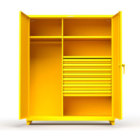 Industrial Uniform Cabinet with 7 Drawers 60"W x 24"D x 75"H , Yellow