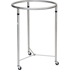 Round Hamper, Stainless Steel, 25" Diameter, 35"H, 2" Hard Rubber Casters