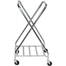 Folding Adjustable Hamper, Chrome, 2" Hard Rubber Casters, 18"/22"/25", Bottom Shelf