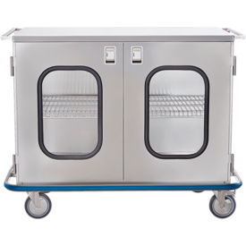 Maxi Case Cart, 52"W x 40 1/2"H x 29"D, 1 Heavy Duty S/S Wire Rollout Shelf, 2 Glass Doors