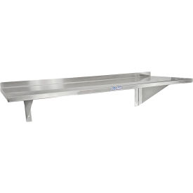 Wall Shelf Assembly, 36"W x 12"D, with 2 Mounting Brackets, Stainless Steel