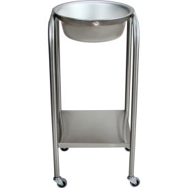 Single Basin Solution Stand w/ Shelf, Stainless Steel, 15"Wx15"Dx33"H, 8.5 Qt Cap.