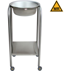 MRI Safe Single Basin Solution Stand w/ Shelf, Stainless Steel, 15"Wx15"Dx33"H, 8.5 Qt Cap.