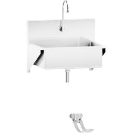 Single Station Windsor Scrub Sink, Wall Mounted with Foot Action Control, Stainless Steel