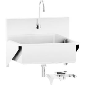 Single Station Windsor Scrub Sink, Wall Mounted with Knee Action Control, Stainless Steel