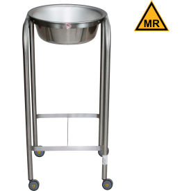 MRI Safe Single Basin MR Solution Stand with H Brace, Stainless Steel, 15"Wx15"Dx33"H, 8.5 Qt Capacity
