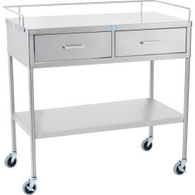 Crescent Mobile Stainless Steel Table, 36 x 20", Undershelf