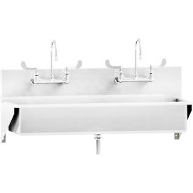 Double Station Windsor Scrub Sink, Wall Mounted with Elbow Action Control, Stainless Steel