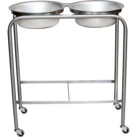 Double Basin Solution Stand w/ Shelf, Stainless Steel, 29"Wx15"Dx33"H, 8.5 Qt Cap.
