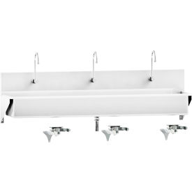 Triple Station Windsor Scrub Sink, Wall Mounted with Knee Action Control, Stainless Steel